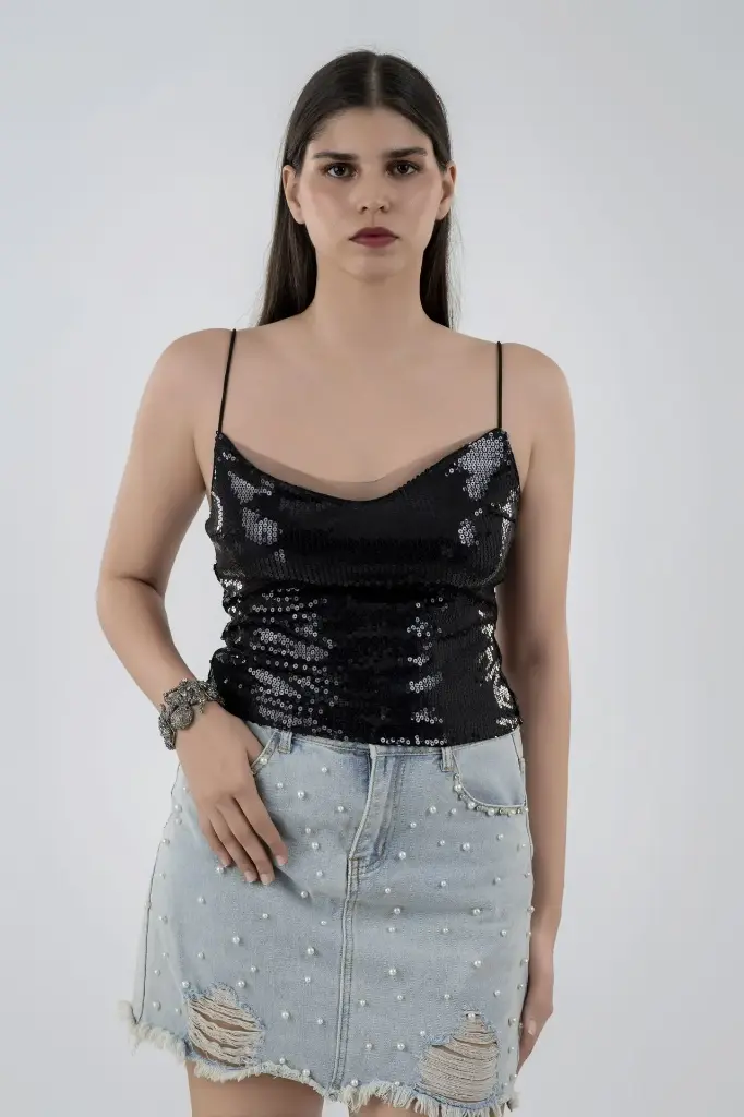 Black Sequin Top