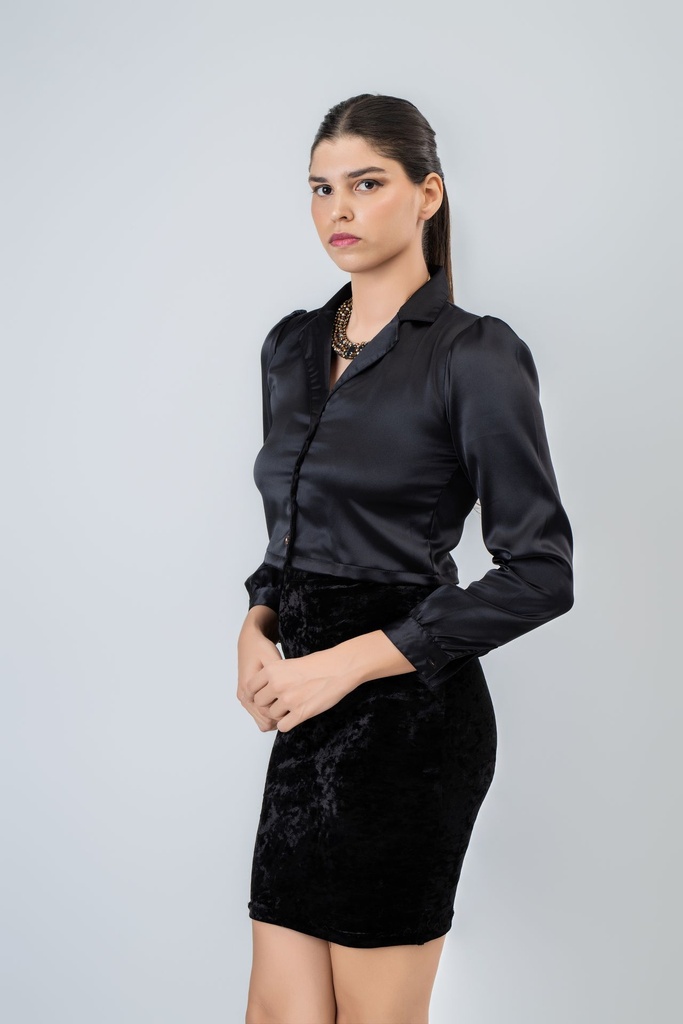 Ebony Luxe Crop Shirt (UK 8)