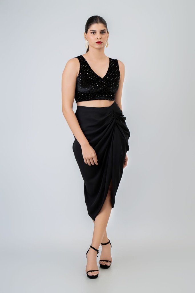 Noir Ruched Skirt (UK 8)