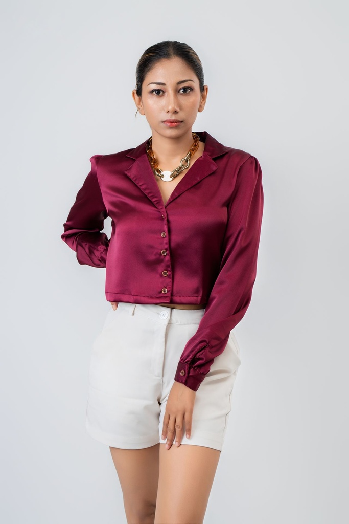 Wine Luxe Crop Shirt 