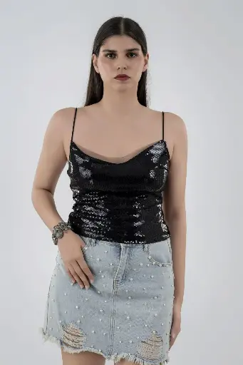 Black Sequin Top